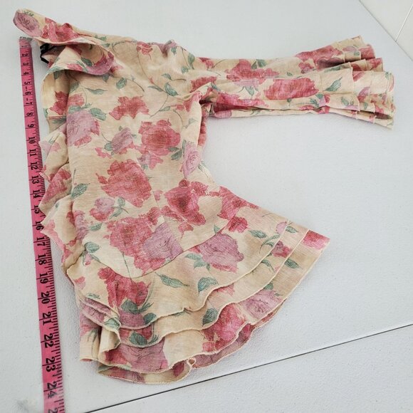 Samuel Dong Womens Pink Floral Ruffle Jacket Size S Zip Front Feminine Victorian - Picture 12 of 14